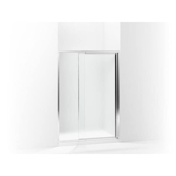 Framed pivot shower door, 65-1/2" H x 42 - 48" W, with 1/8" thick Pebbled glass